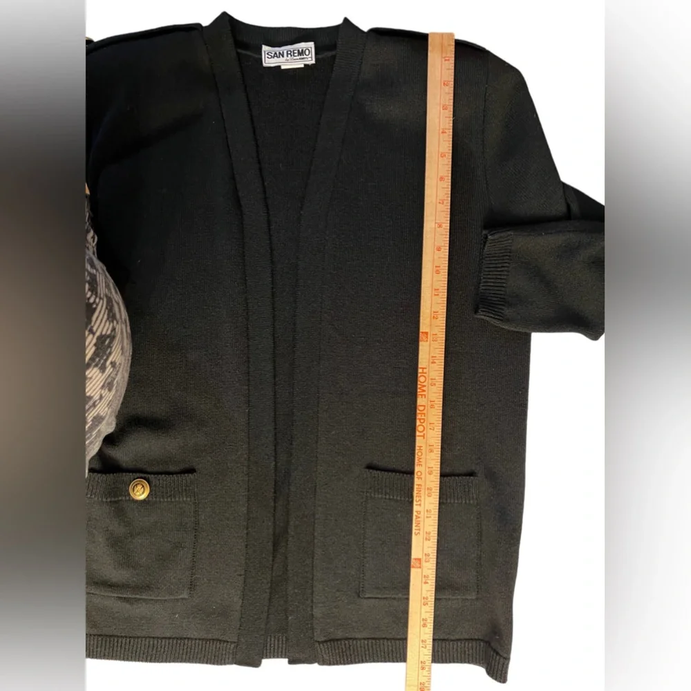 San Reno by Laura Knits Vintage Black Cardigan Sweater  size Large - Picture 8 of 8